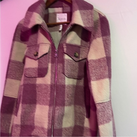 Avec Les Filles Pink and Cream Plaid Utility Jacket - Picture 2 of 2